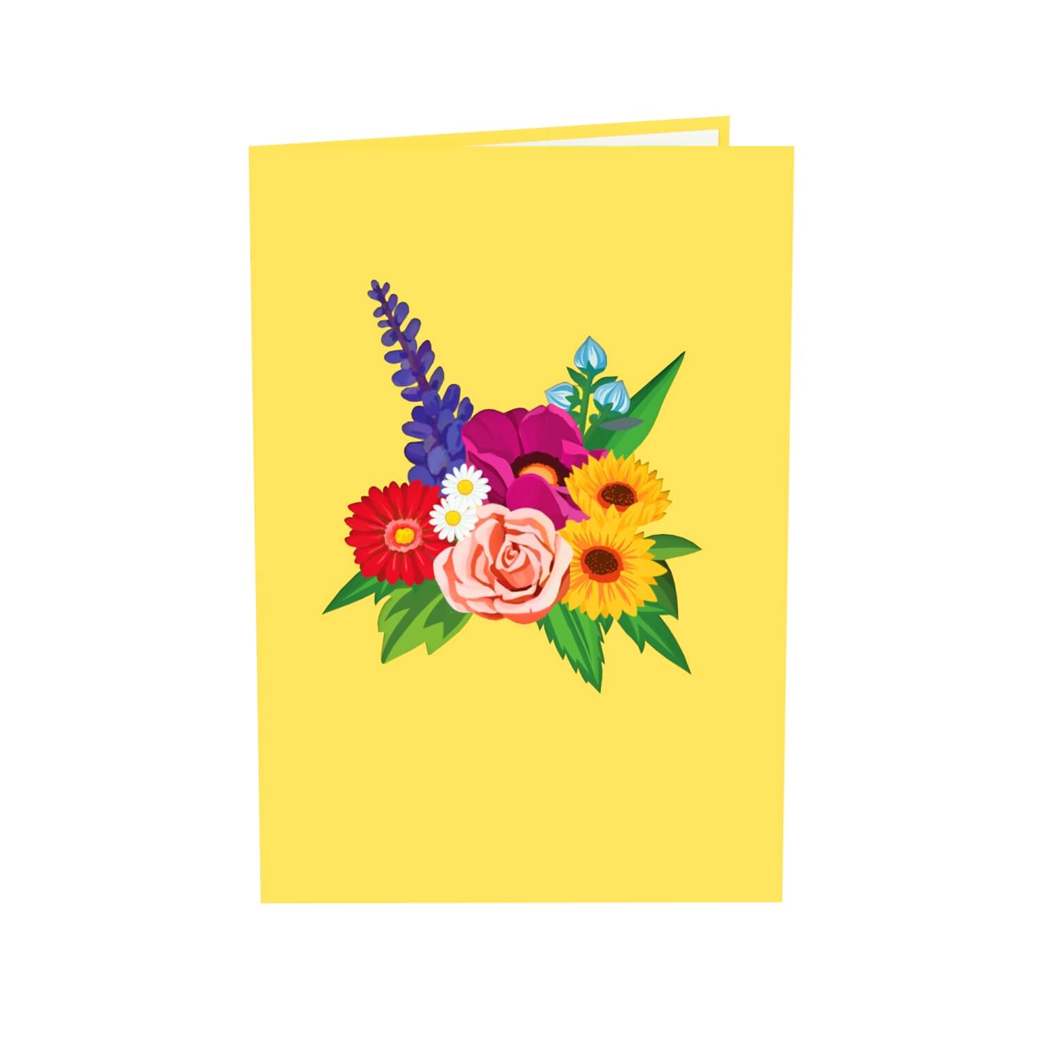 Carte pop-up panier de fleurs colorées