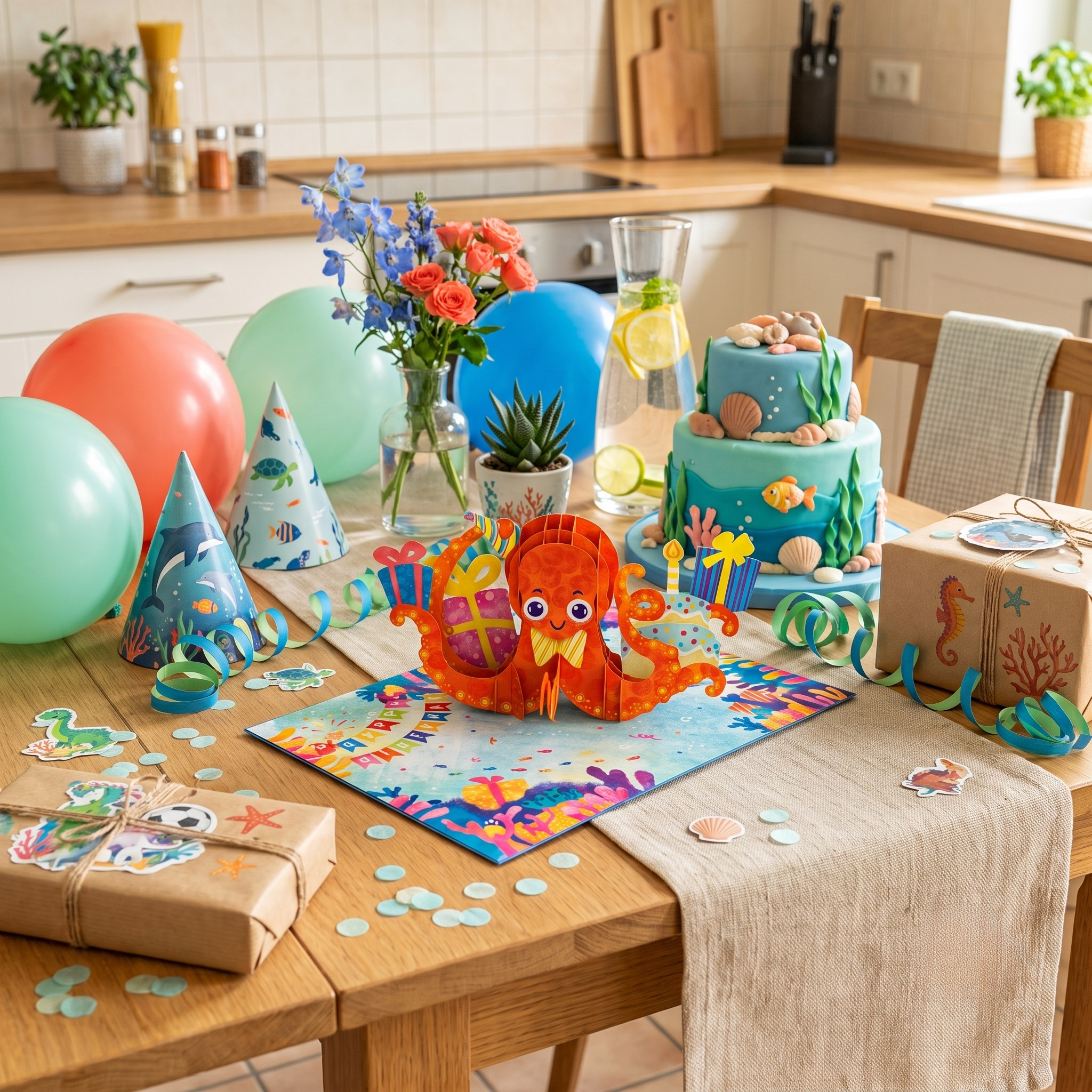 Happy Birthday Oktopus Pop-Up Karte