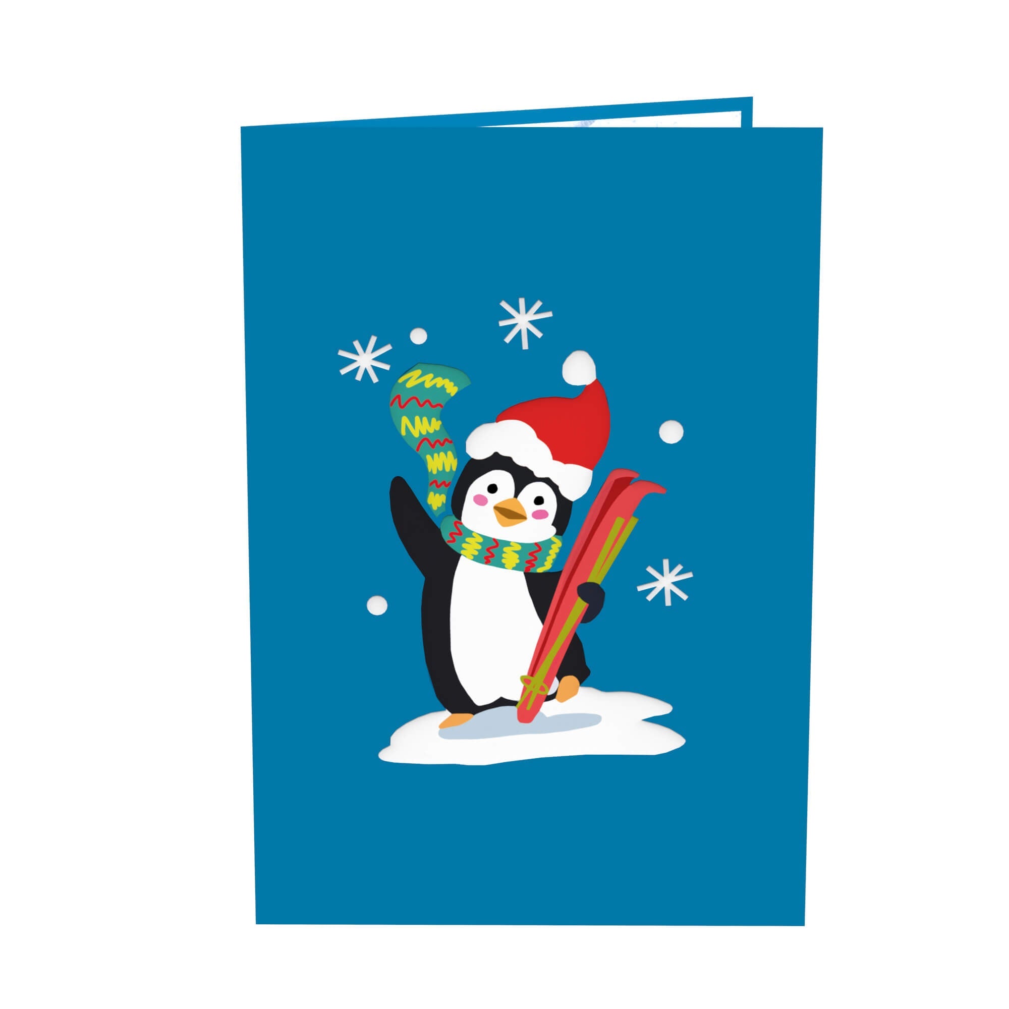 Carte pop-up Pingouin sur ski