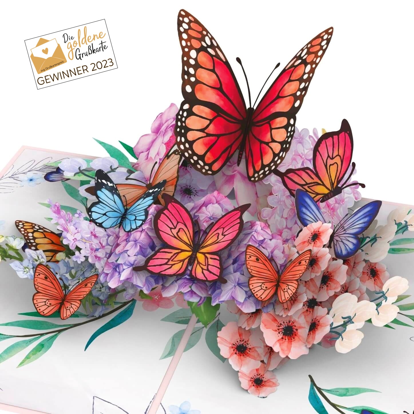 Carte Pop-up Libellule Et Papillons Sur Le Muguet