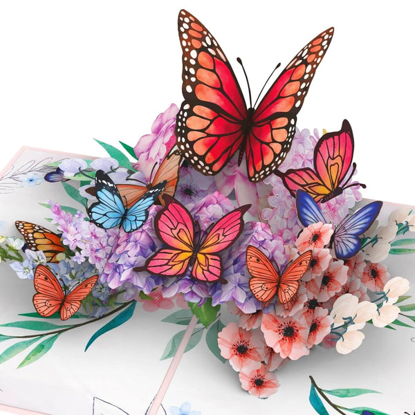 Carte pop-up Papillons sur fleurs