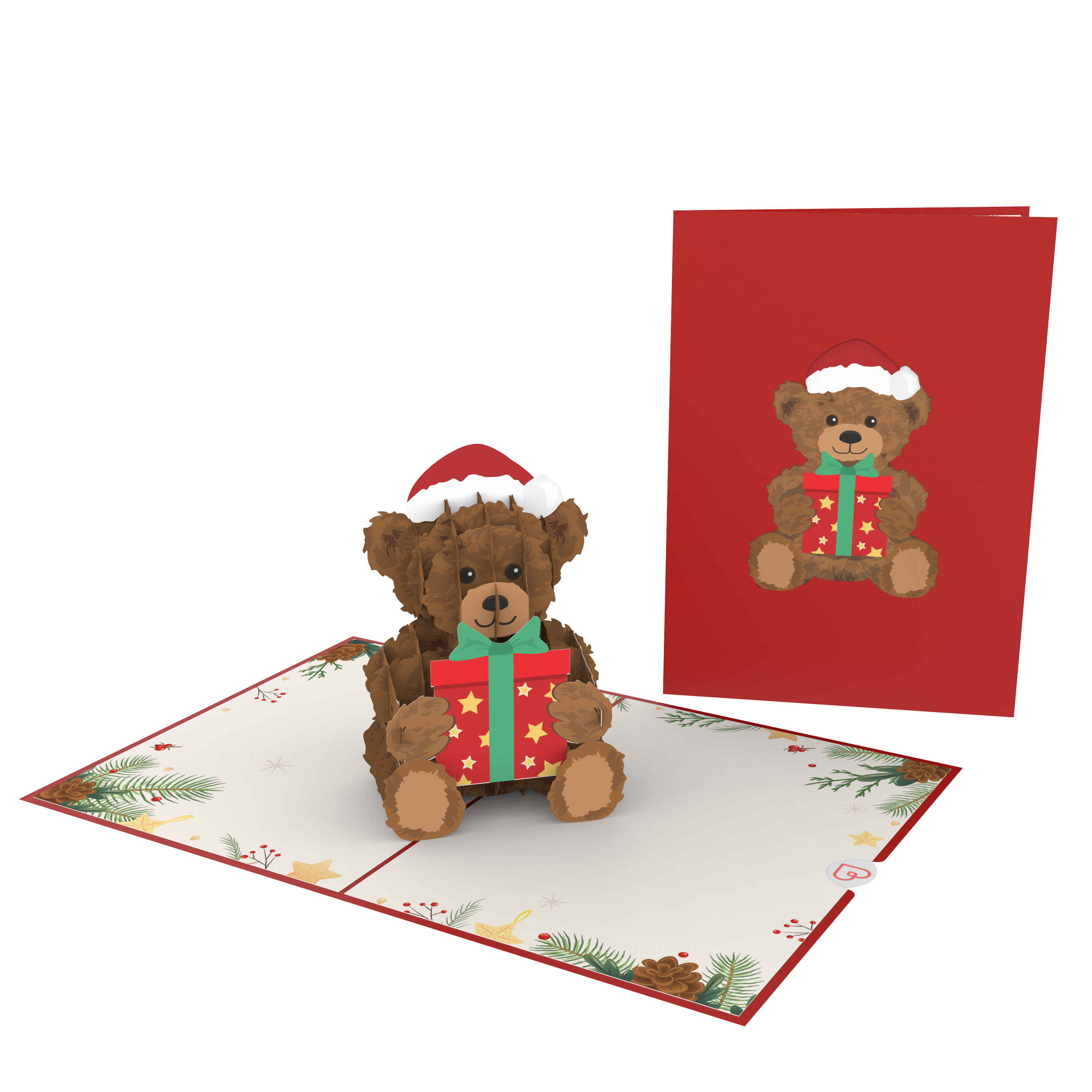 Carte pop-up nounours de Noël