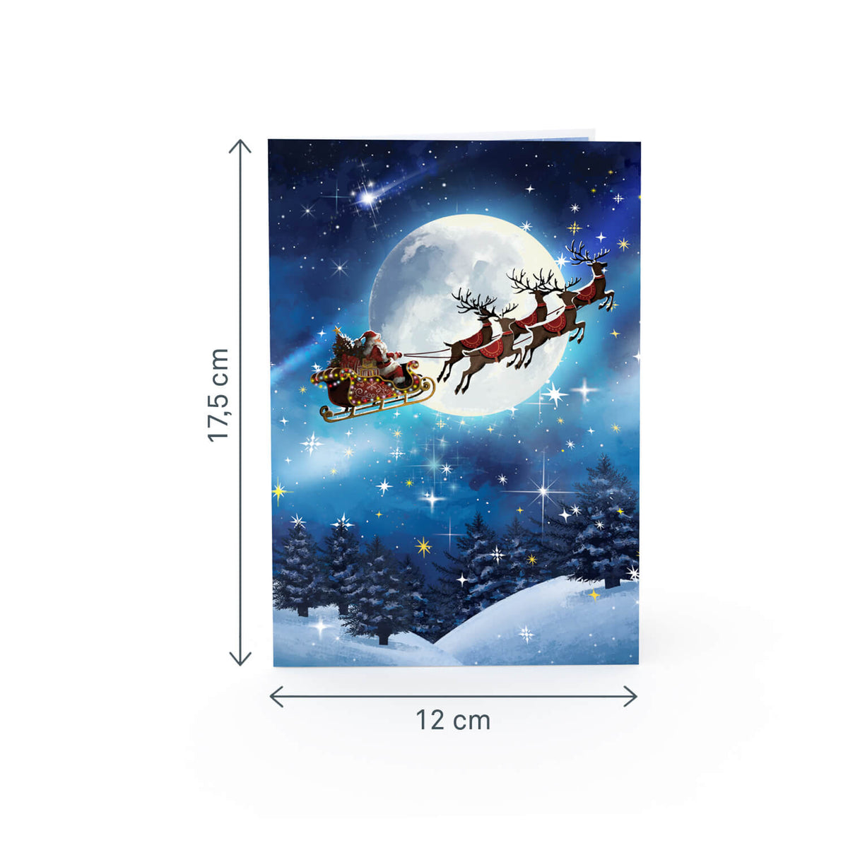 Weihnachtsmann mit Rentieren Pop-Up Karte