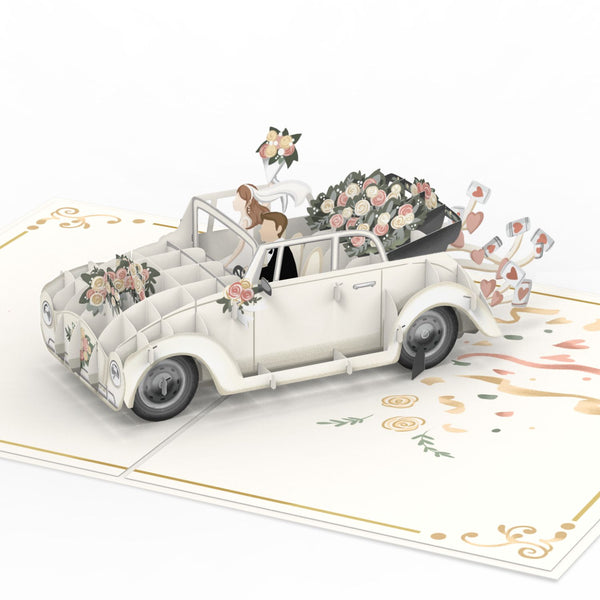 Carte pop-up voiture de mariage