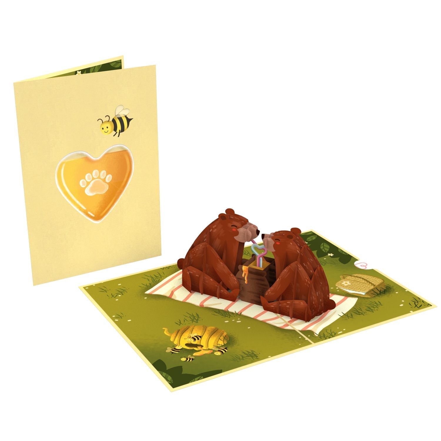Carte pop-up pique-nique ours