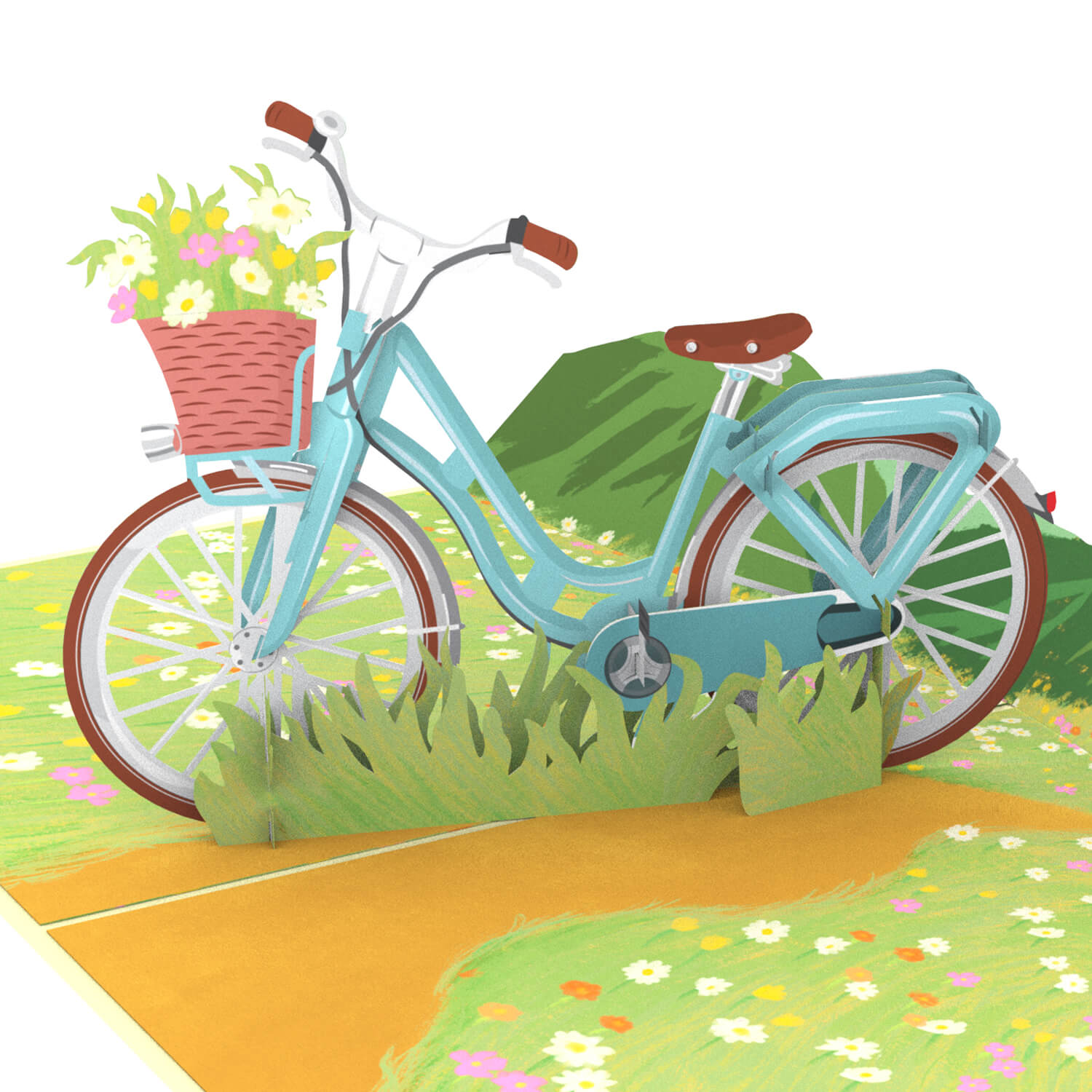 Carte pop-up Vélo avec fleurs