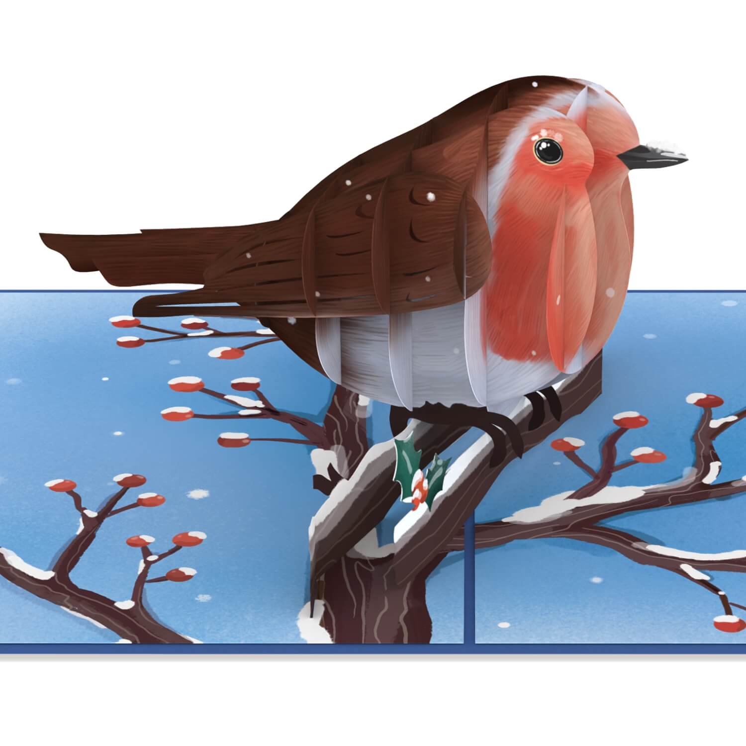 Carte pop-up Merles en hiver