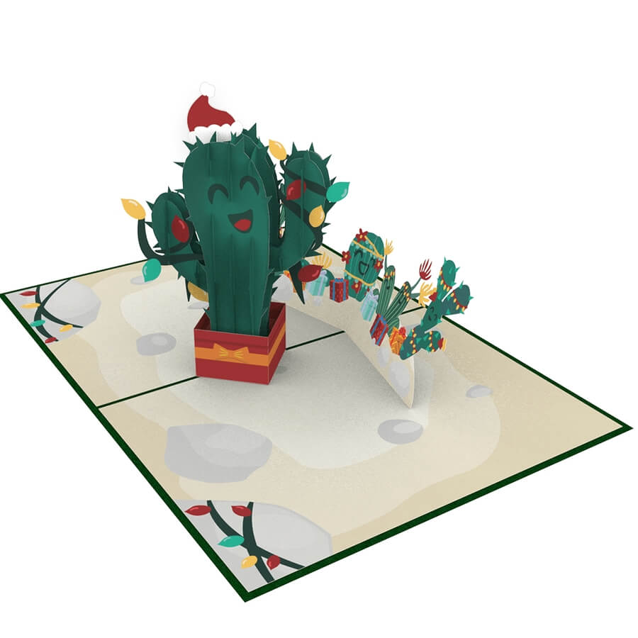 Carte pop-up cactus de Noël