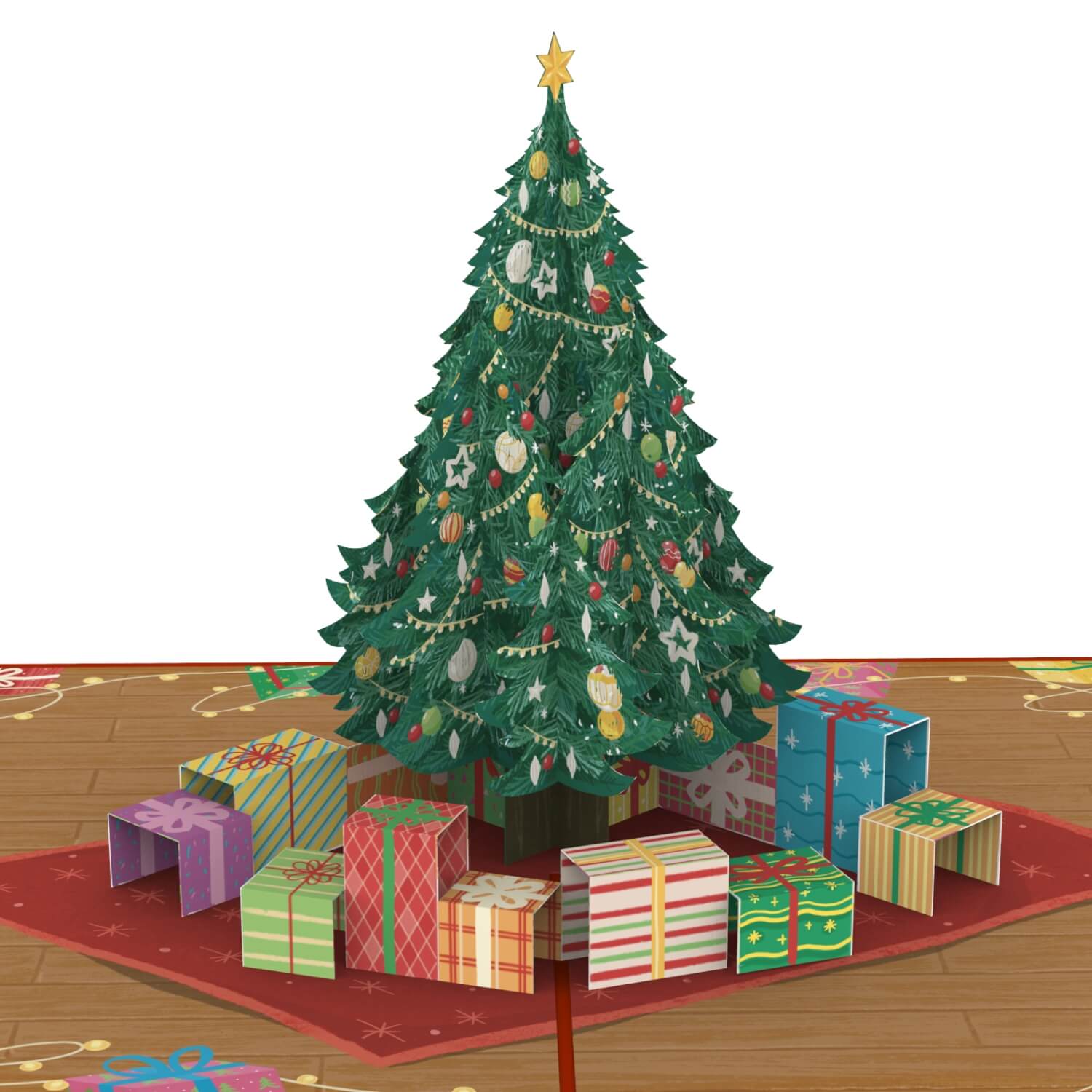 Sapin de Noël avec carte pop-up cadeaux