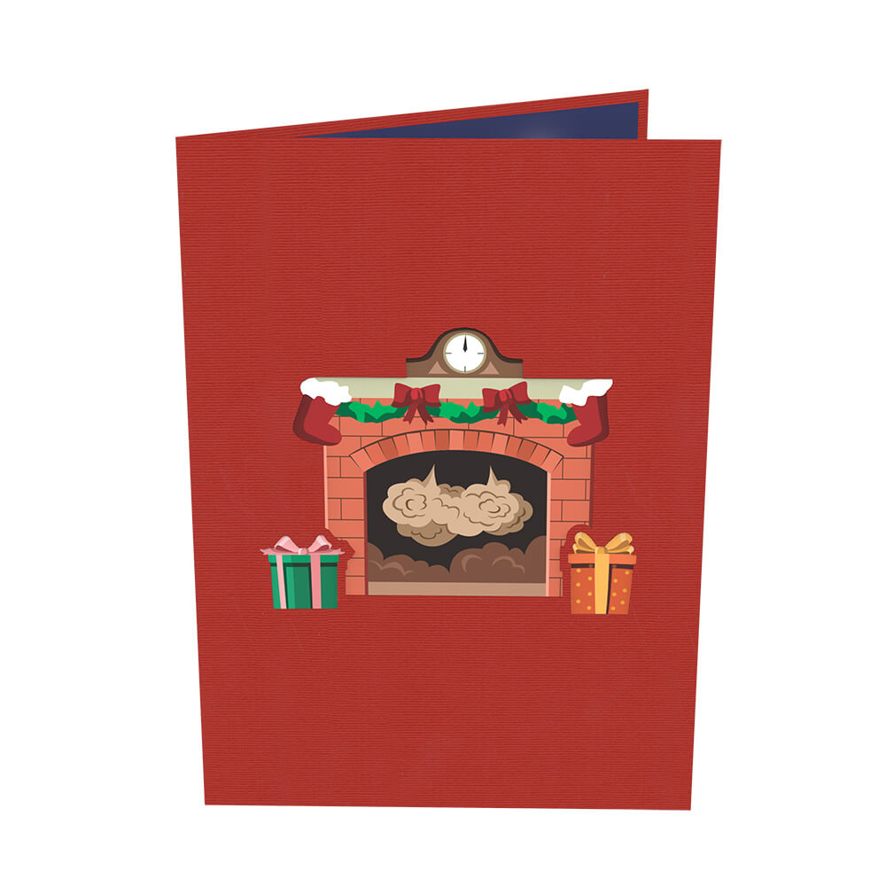 Carte pop-up Père Noël dans la cheminée