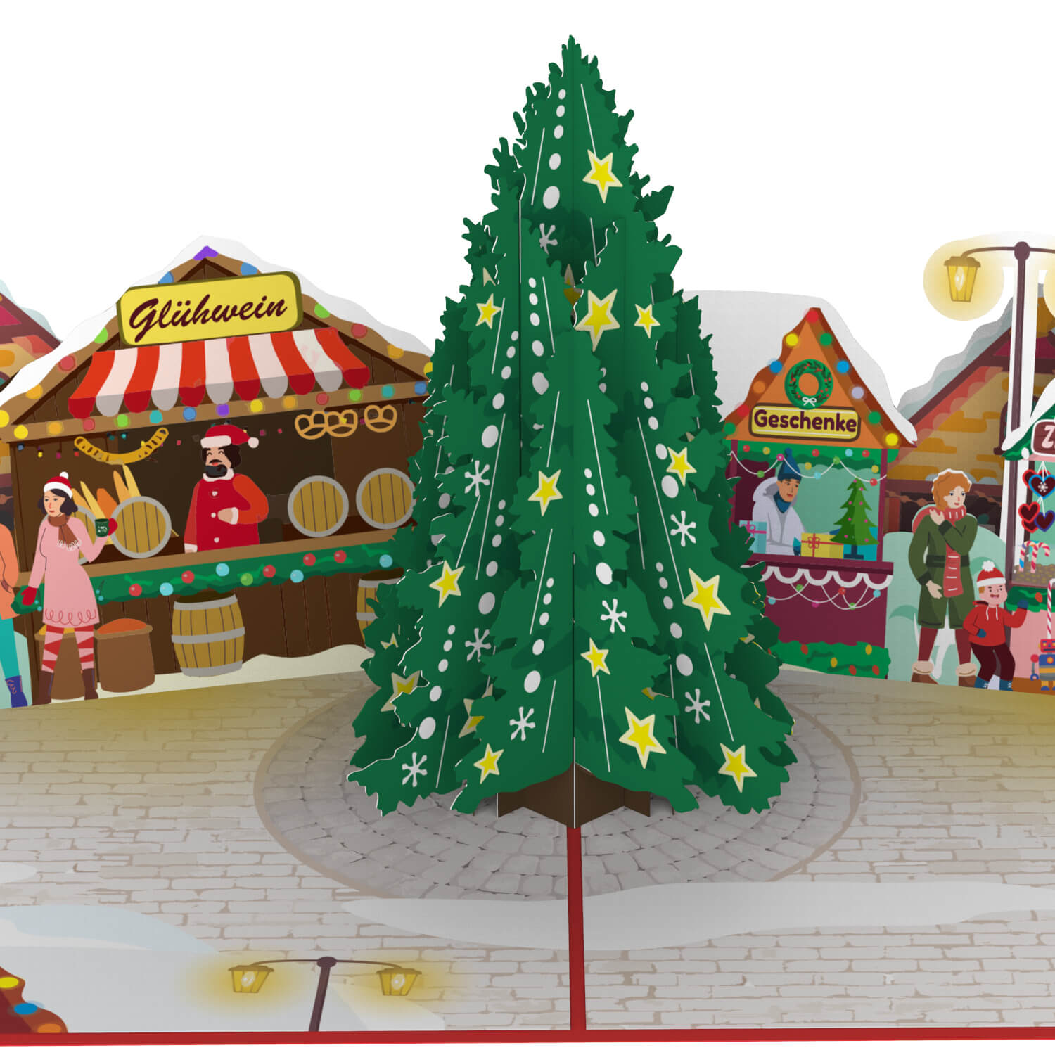 Carte pop-up marché de Noël