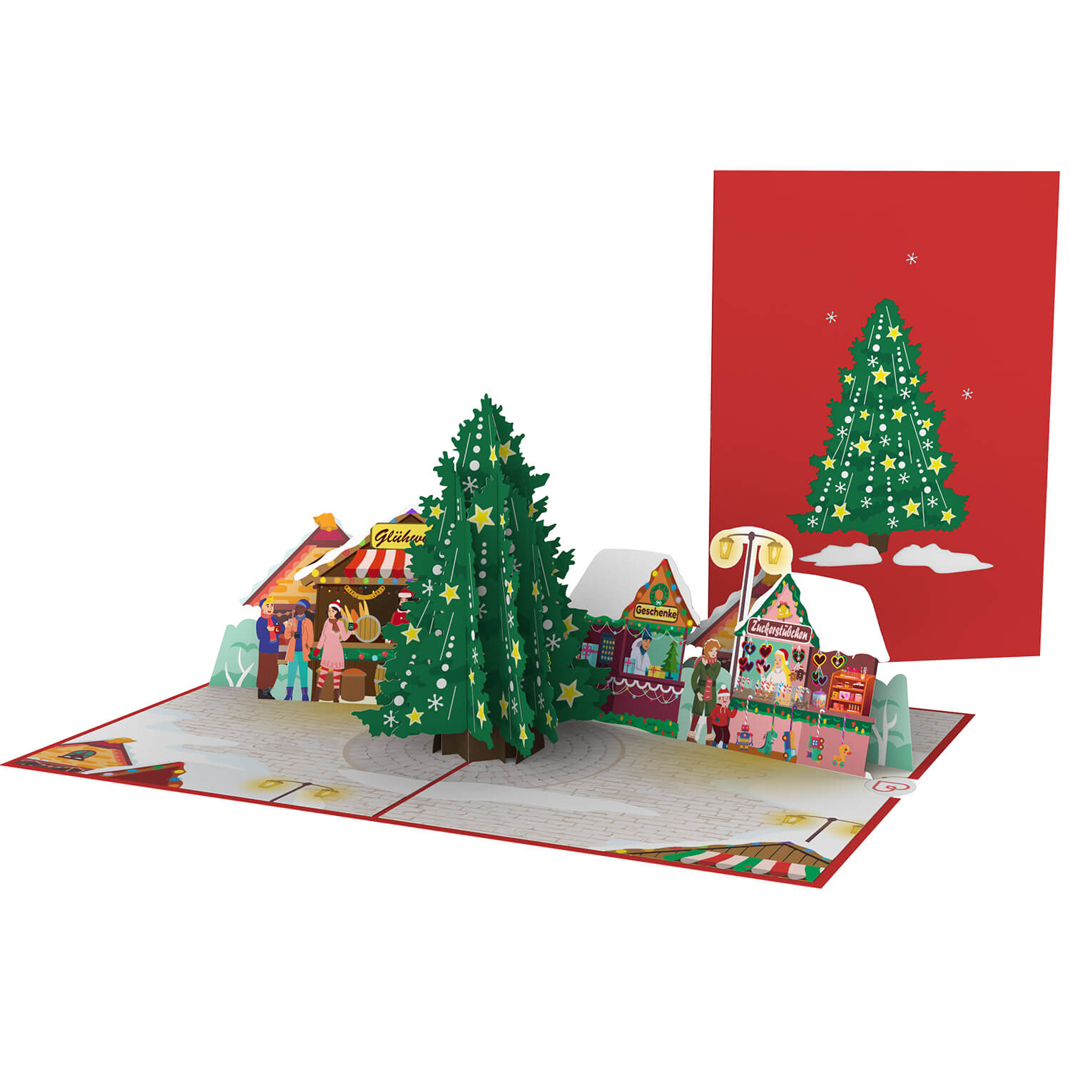 Carte pop-up marché de Noël