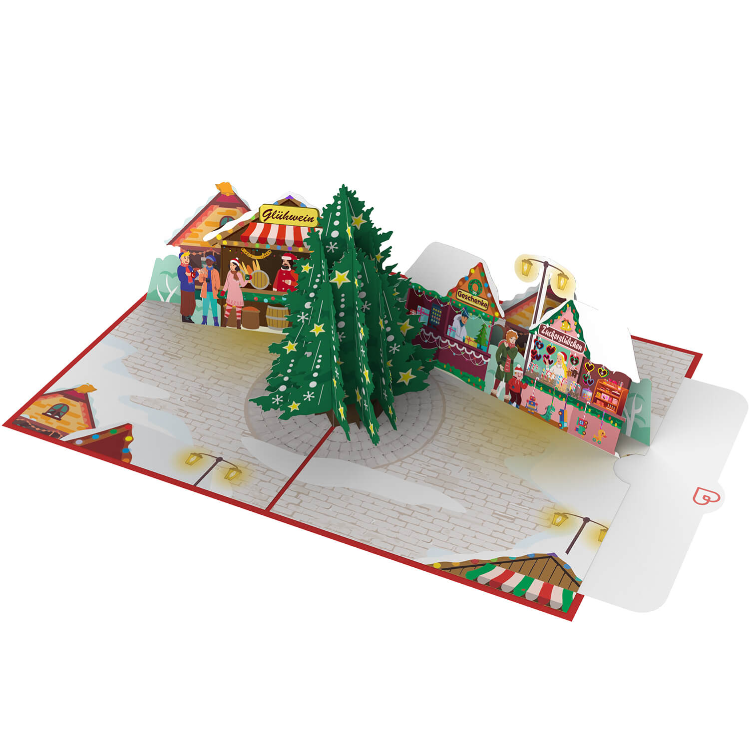 Carte pop-up marché de Noël