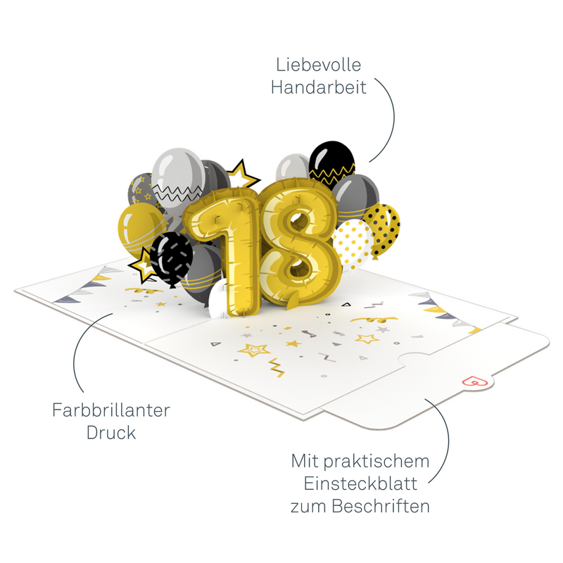 Carte pop-up 18ème anniversaire