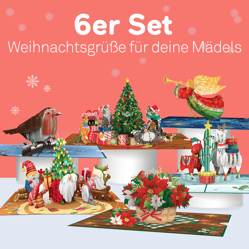 6er Set Pop-Up Karten "Weihnachtsgrüße für Freundinnen"