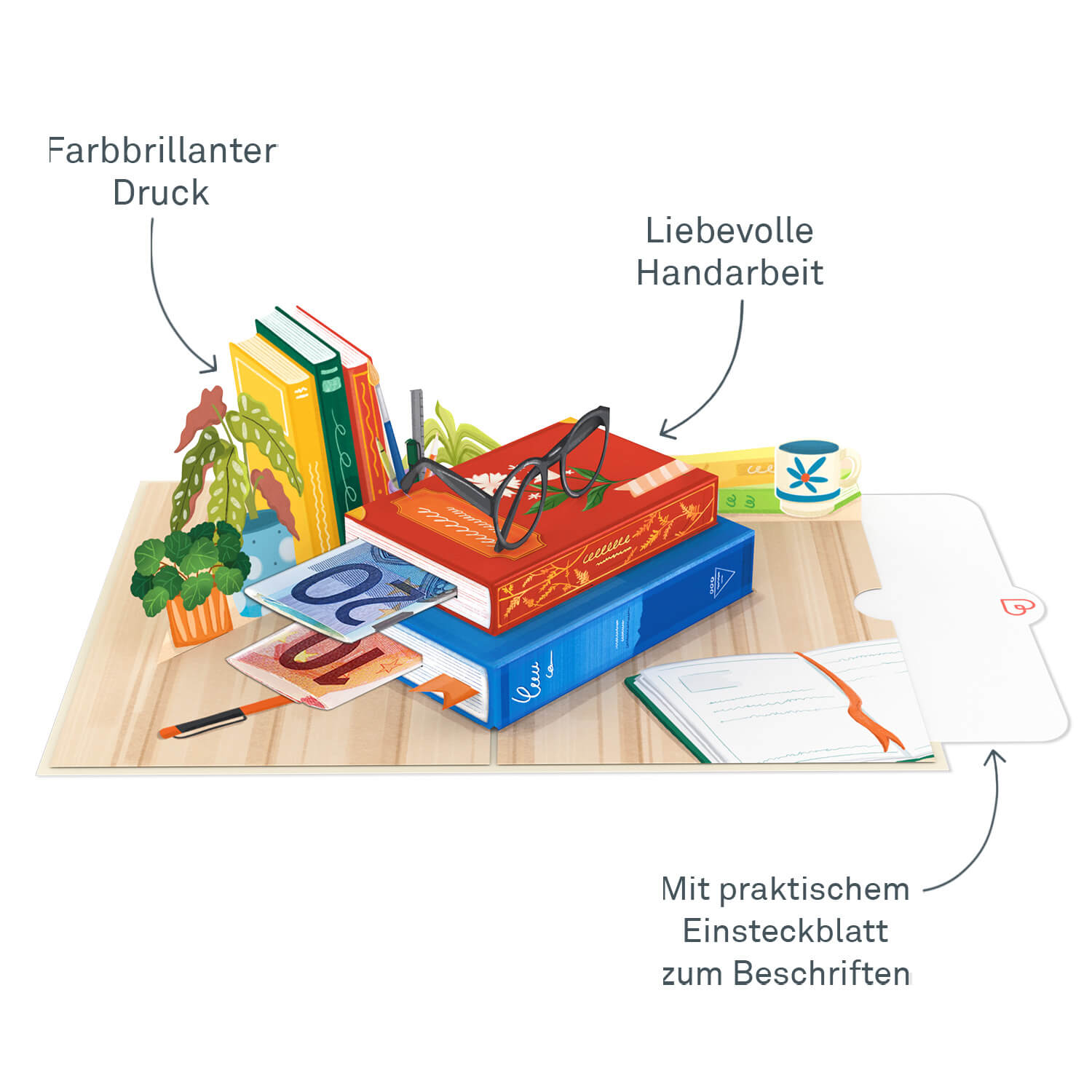 Buchgutschein Pop-Up Karte