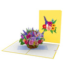 Carte pop-up panier de fleurs colorées