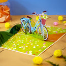 Carte pop-up Vélo avec fleurs