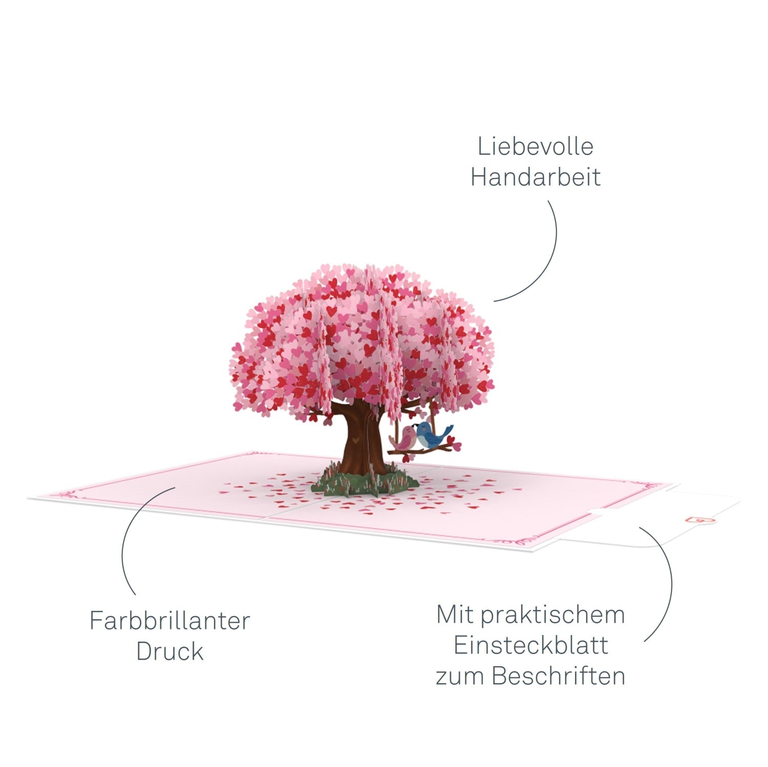 Carte pop-up Arbre cœur avec tourterelles