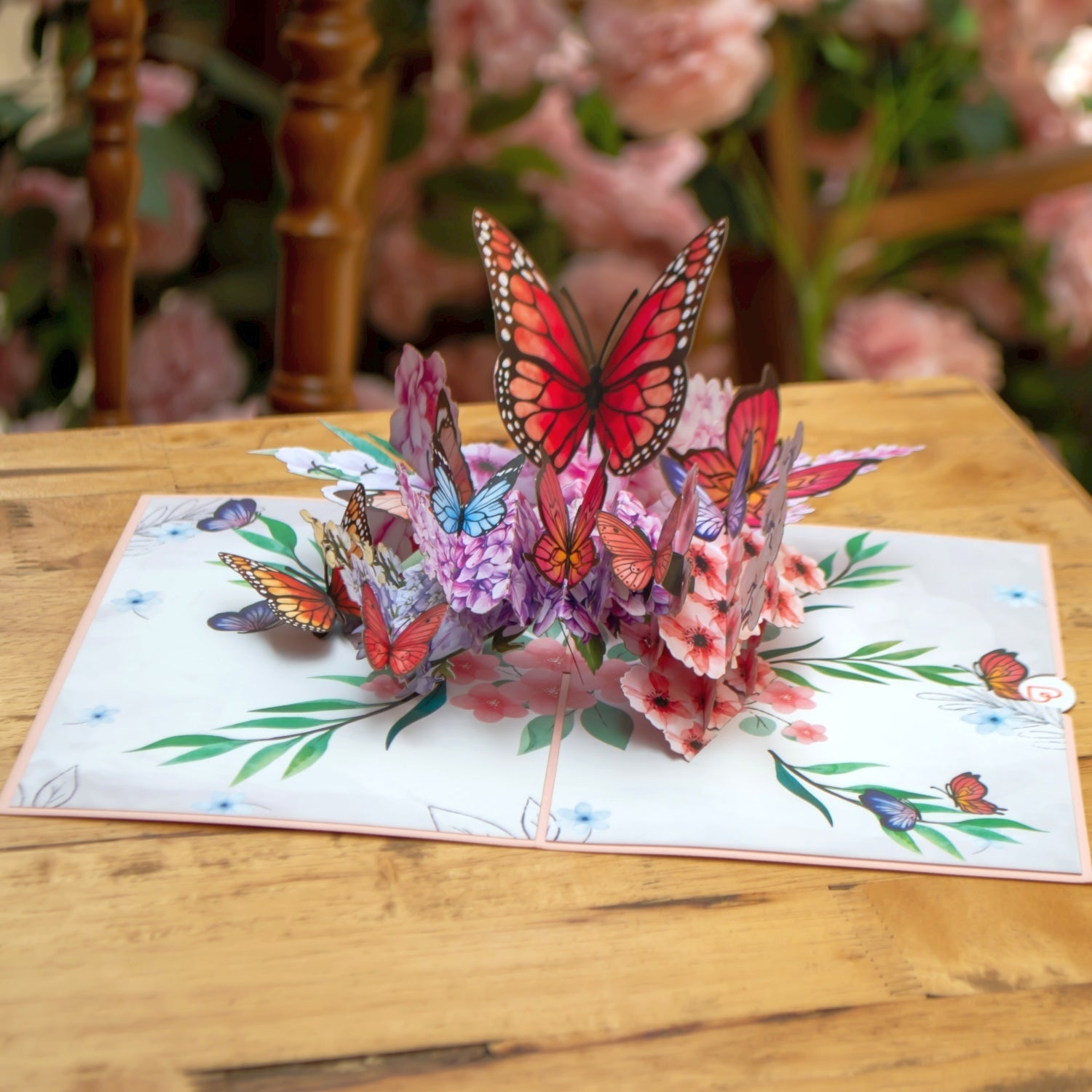 Carte pop-up Papillons sur fleurs