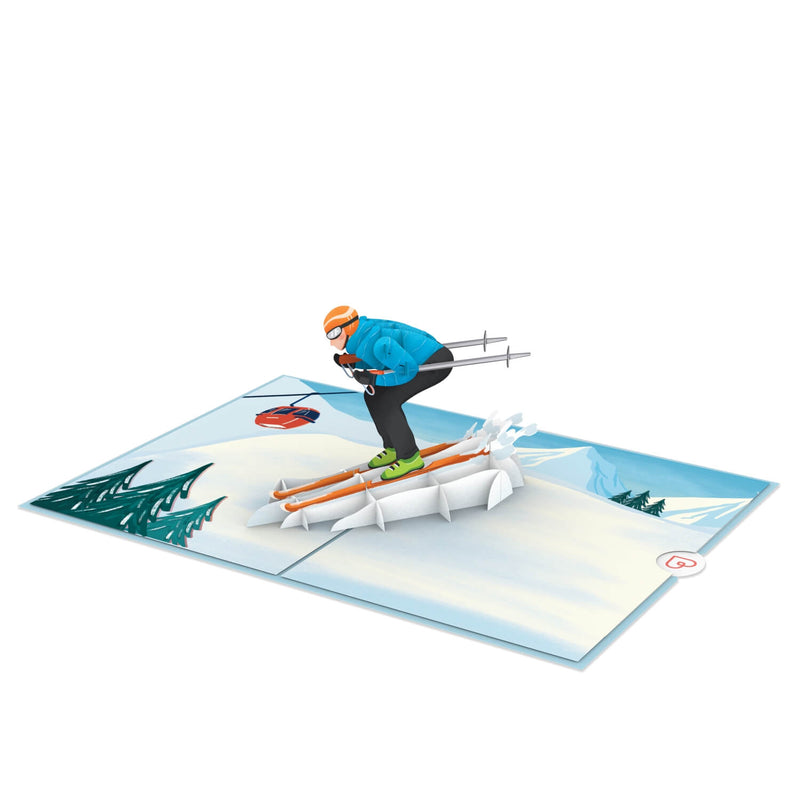 Carte pop-up skieur