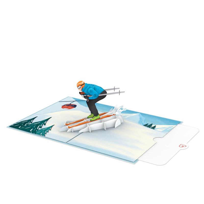 Carte pop-up skieur