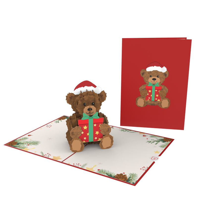 Carte pop-up nounours de Noël