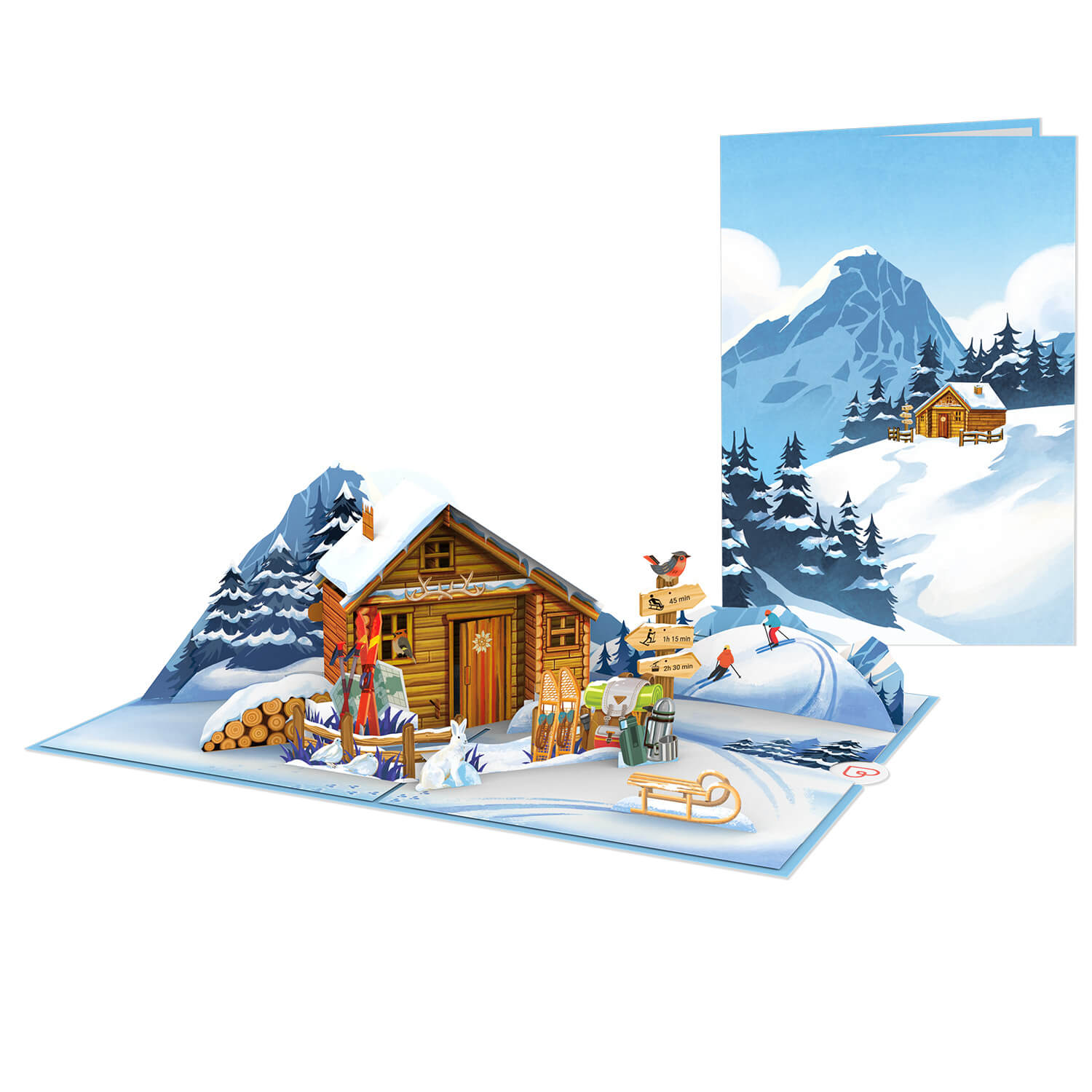 Winterhütte Pop-Up Karte