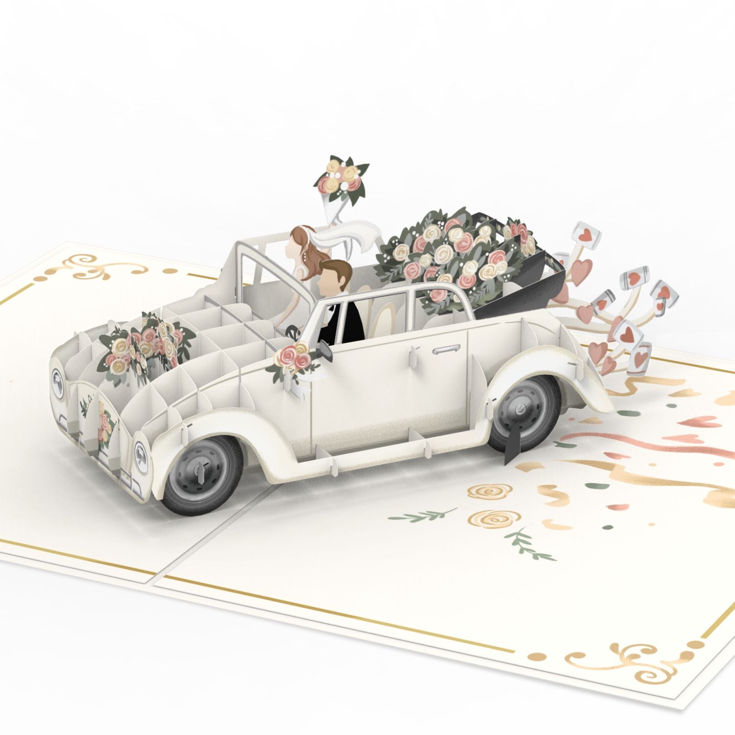 Carte pop-up voiture de mariage