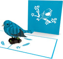 Carte pop-up oiseau bleu