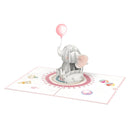 Carte pop-up bébé éléphant (rose)