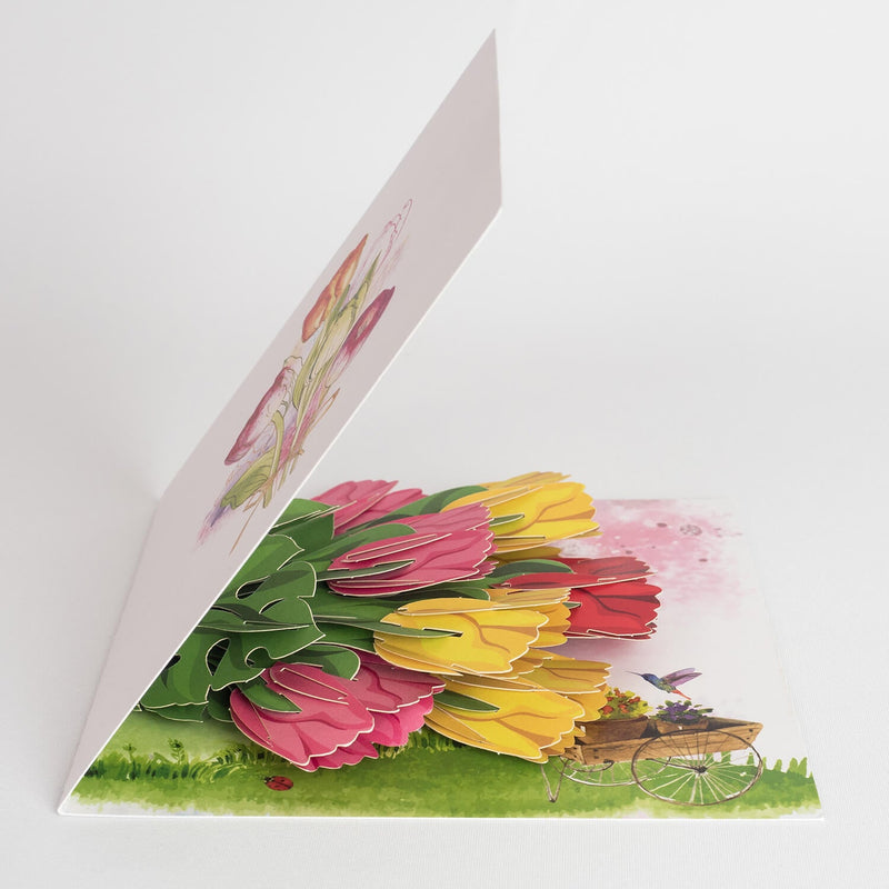 Carte pop-up tulipes colorées