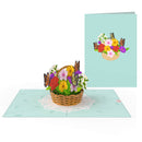 Carte pop-up Panier de fleurs avec papillons