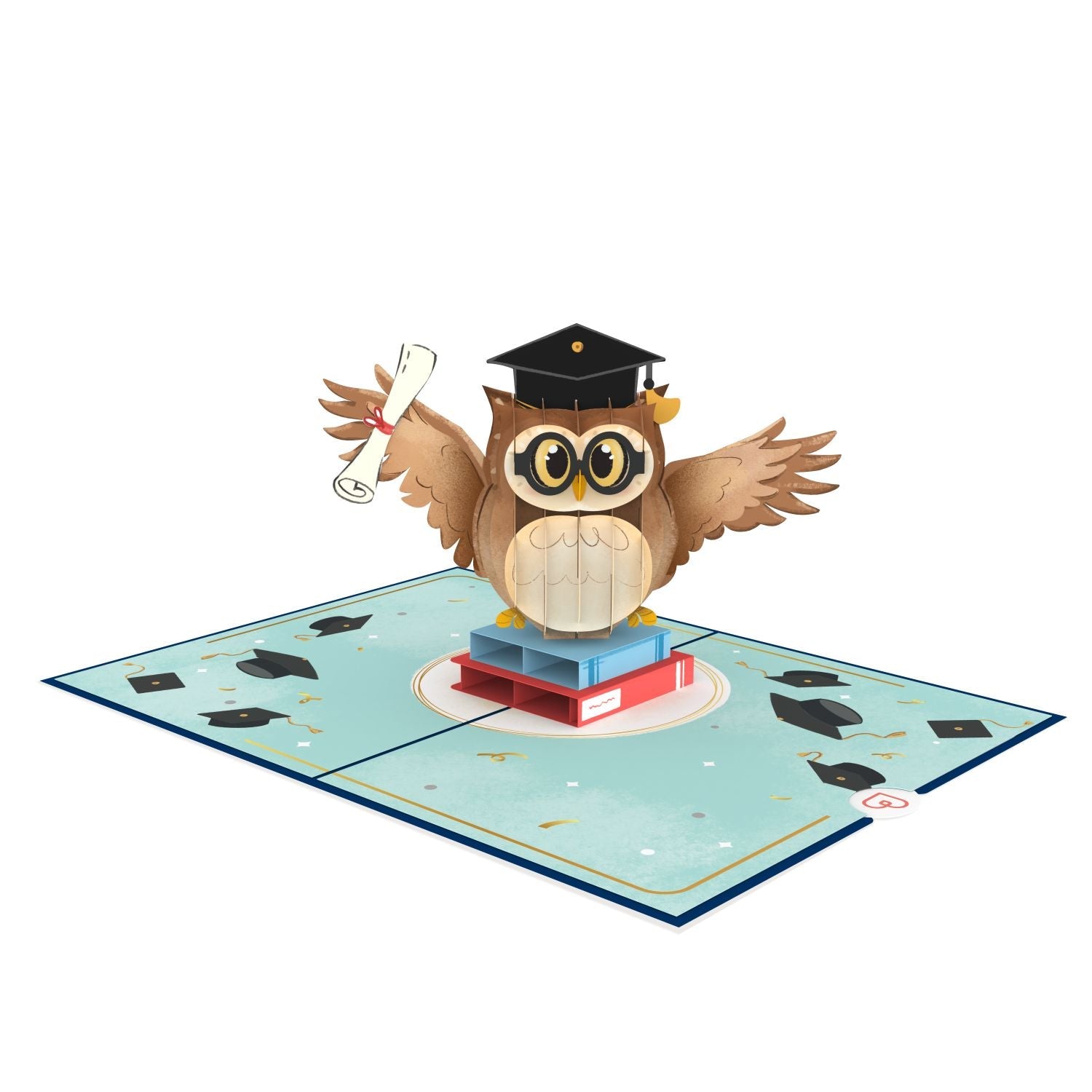Carte pop-up Chouette avec mortier