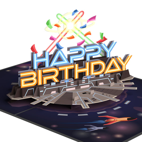 Carte pop-up d'anniversaire galactique