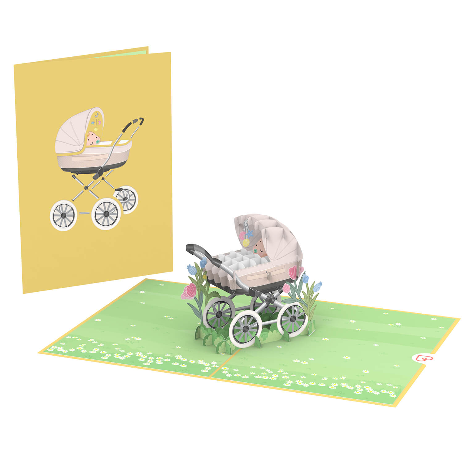 Poussette avec carte pop-up bébé