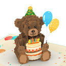 Carte pop-up Teddy avec gâteau d'anniversaire