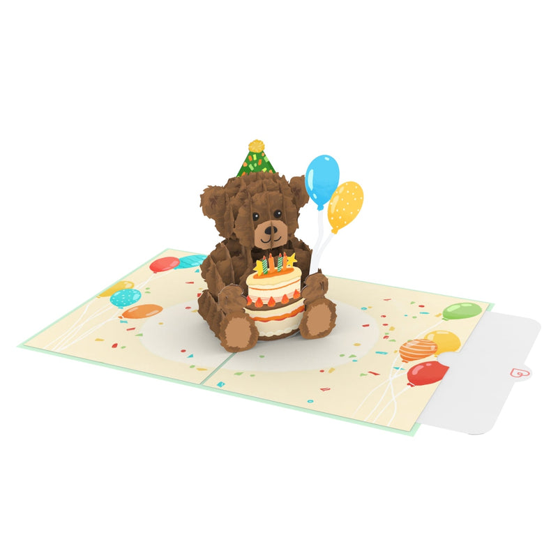 Carte pop-up Teddy avec gâteau d'anniversaire