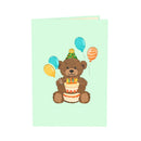 Carte pop-up Teddy avec gâteau d'anniversaire