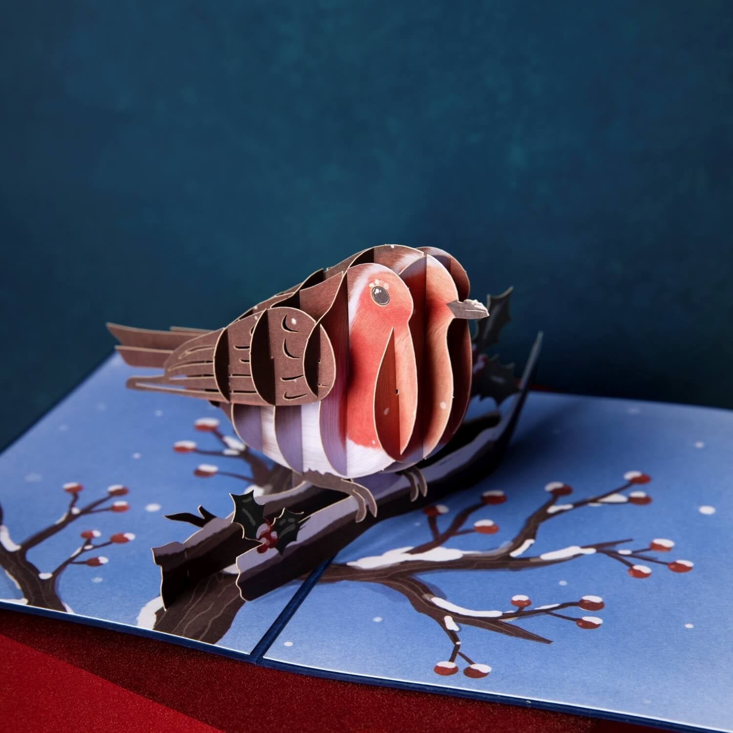 Carte pop-up Merles en hiver